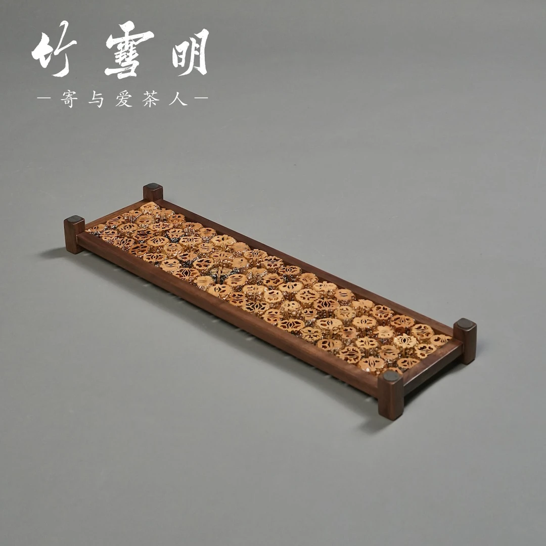 竹雪明|胡桃木核桃茶杯架晾杯架 品茗杯架茶具收纳杯托展示架杯架