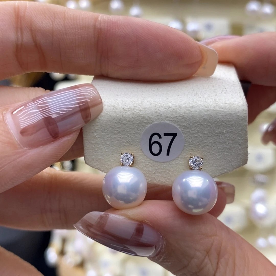 耳饰18K金镶嵌淡水珍珠