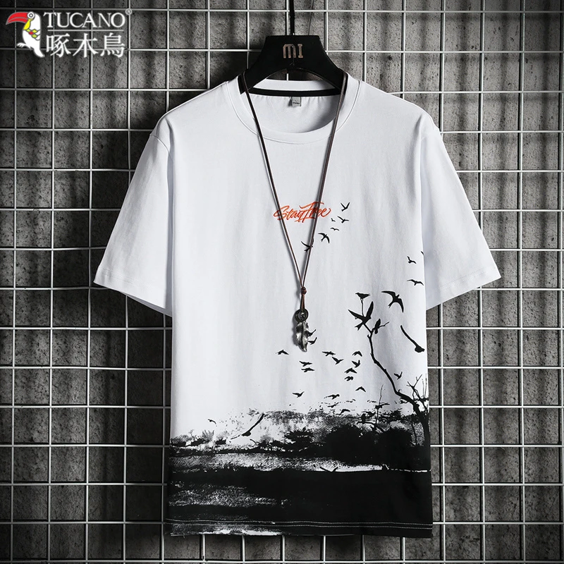 TUCANO/啄木鳥男士短袖t恤2025年夏季冰丝潮流宽松半袖百搭上衣服