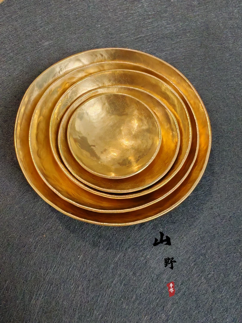 山野创意黄铜盘精致摆件小众设计