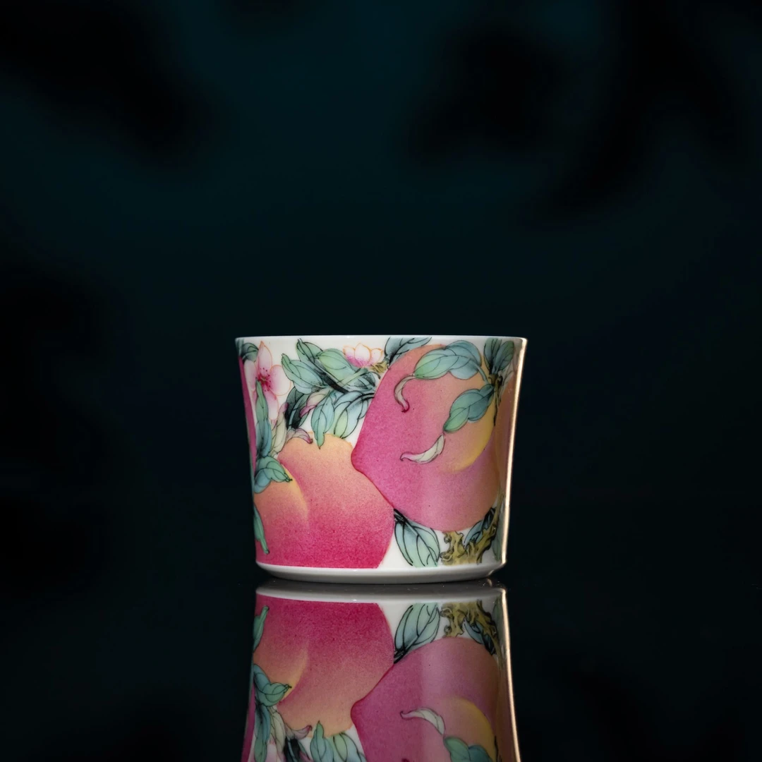 雅聖 桃子桃花直口杯