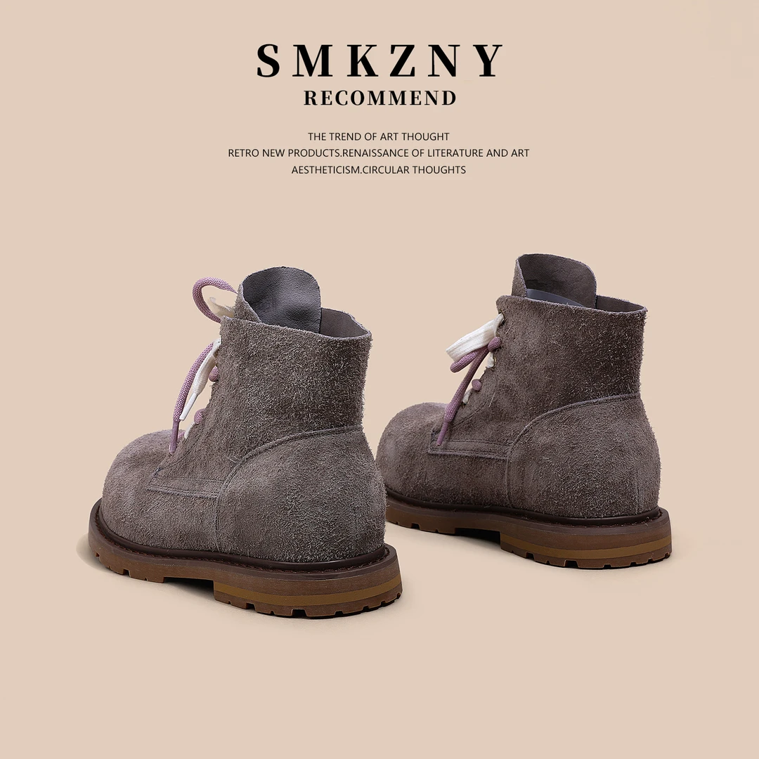 爆款厚底马丁靴女短靴2025秋季百搭真皮复古休闲时尚内增高女靴