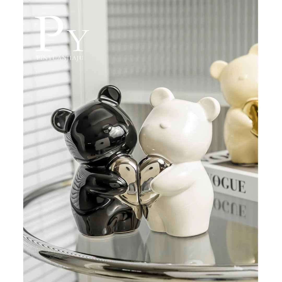 暴力熊书立摆件陶瓷高档轻奢客厅电视柜酒柜玄关