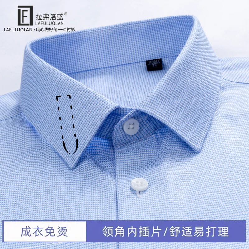 短袖【千鸟格提花全棉轻奢】液氨整理DP成衣免烫舒适遮肚男士衬衫