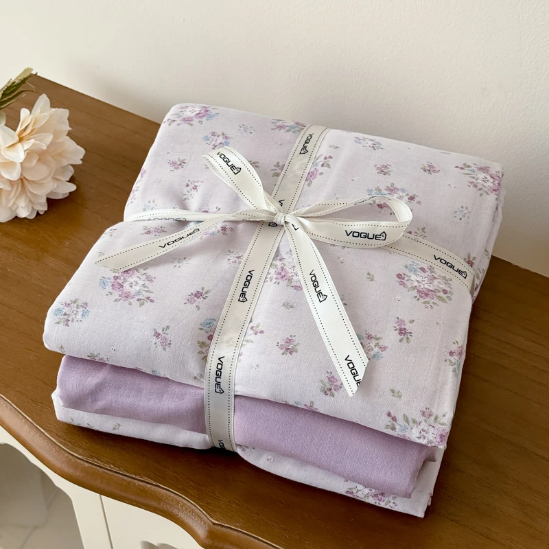 全棉A类双层纱春夏新款裸睡柔软印花小清新四件套