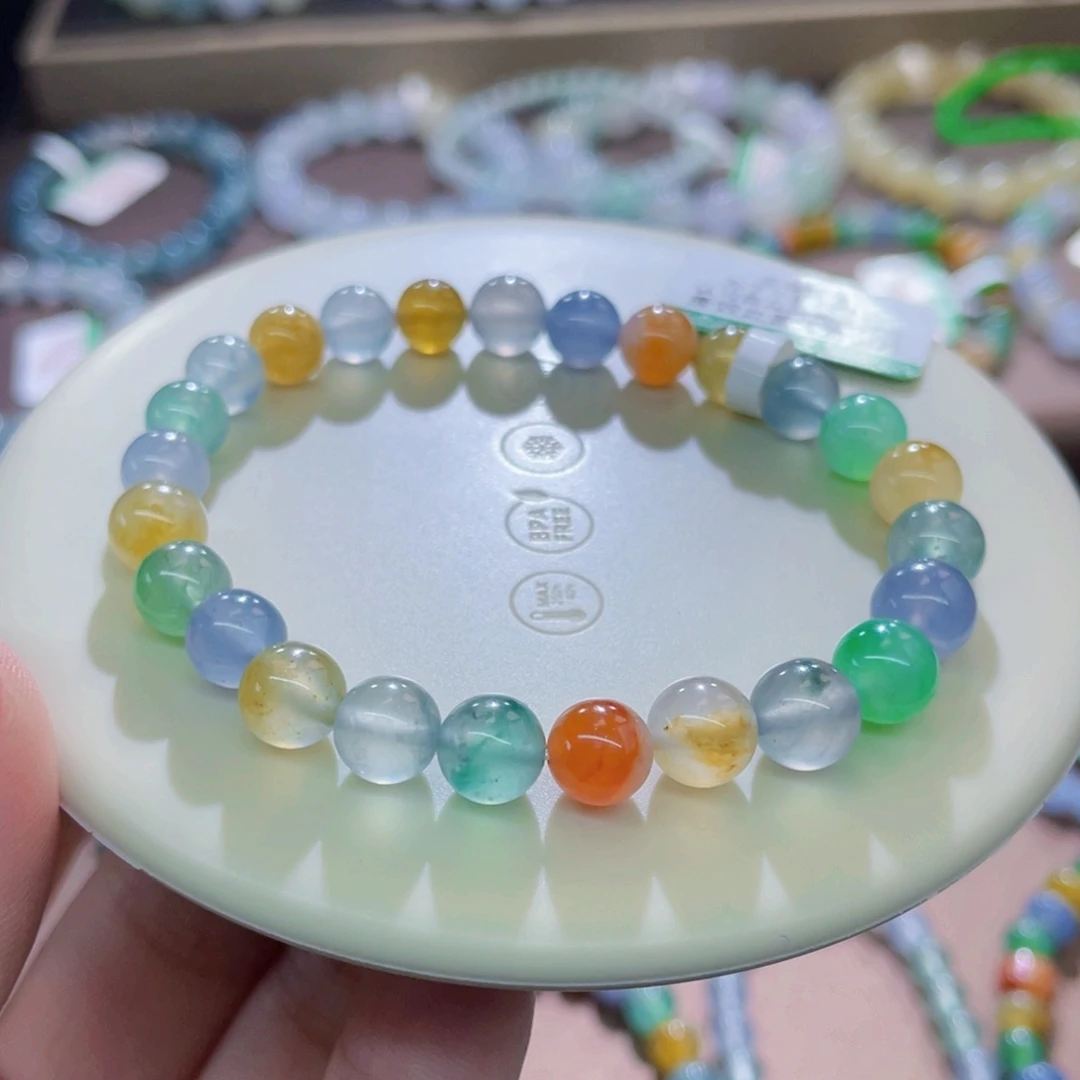 未镶嵌手链翡翠高冰彩虹多宝卡6.7-7.7