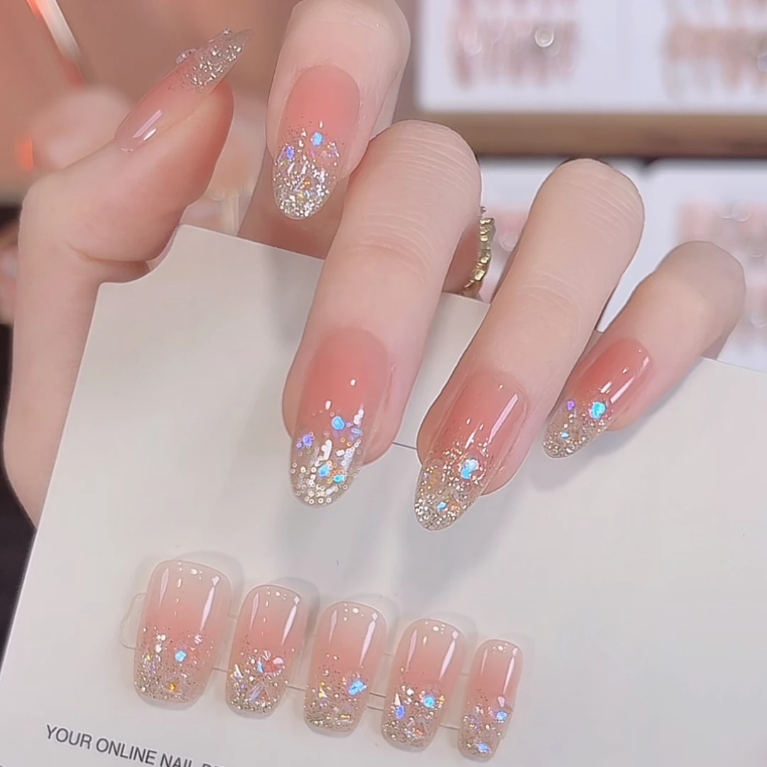 【雪夜极光】纯手工穿戴甲极光爆闪猫眼气质美甲可拆卸贴片