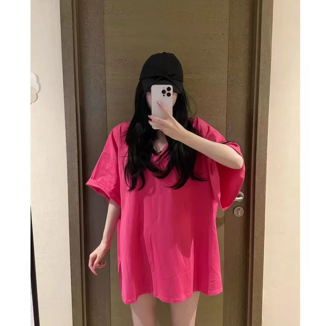 慵懒风套装宽松舒适v领上衣T恤