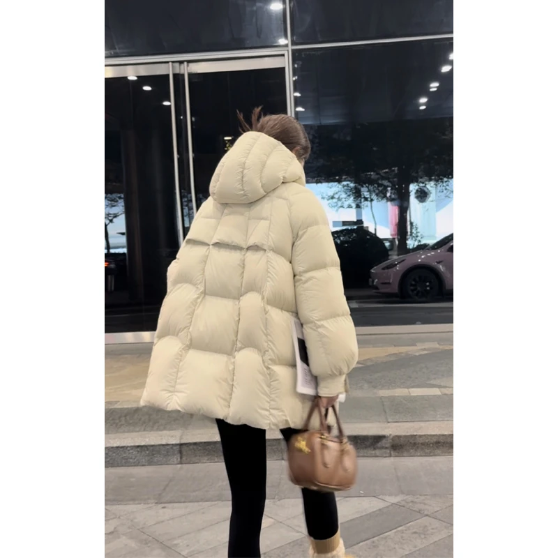 zonefive【新国标90绒】泡芙感白鸭绒羽绒服女A字版连帽时尚外套冬