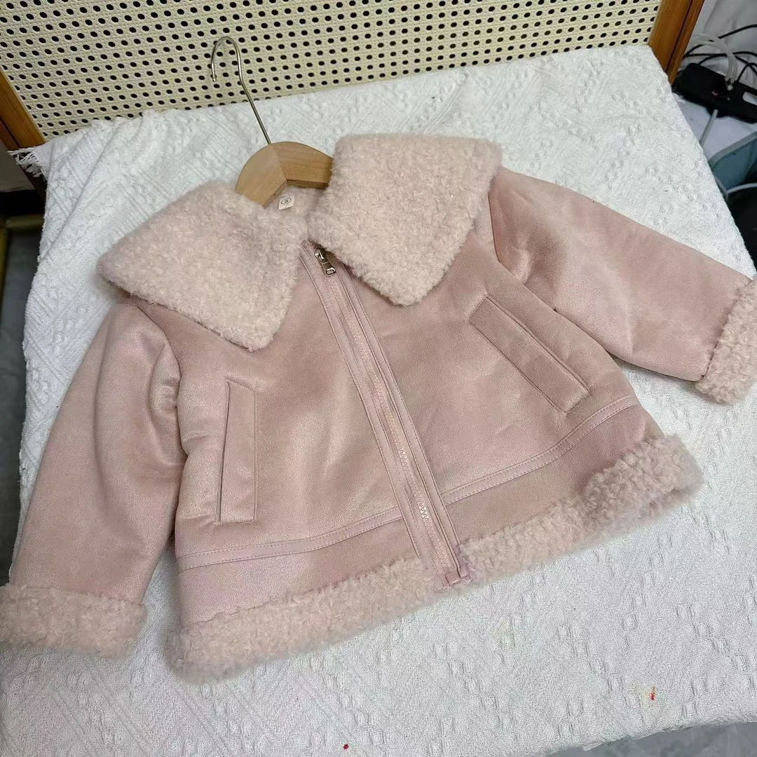 女童2024冬季新款翻领棉服外套加厚