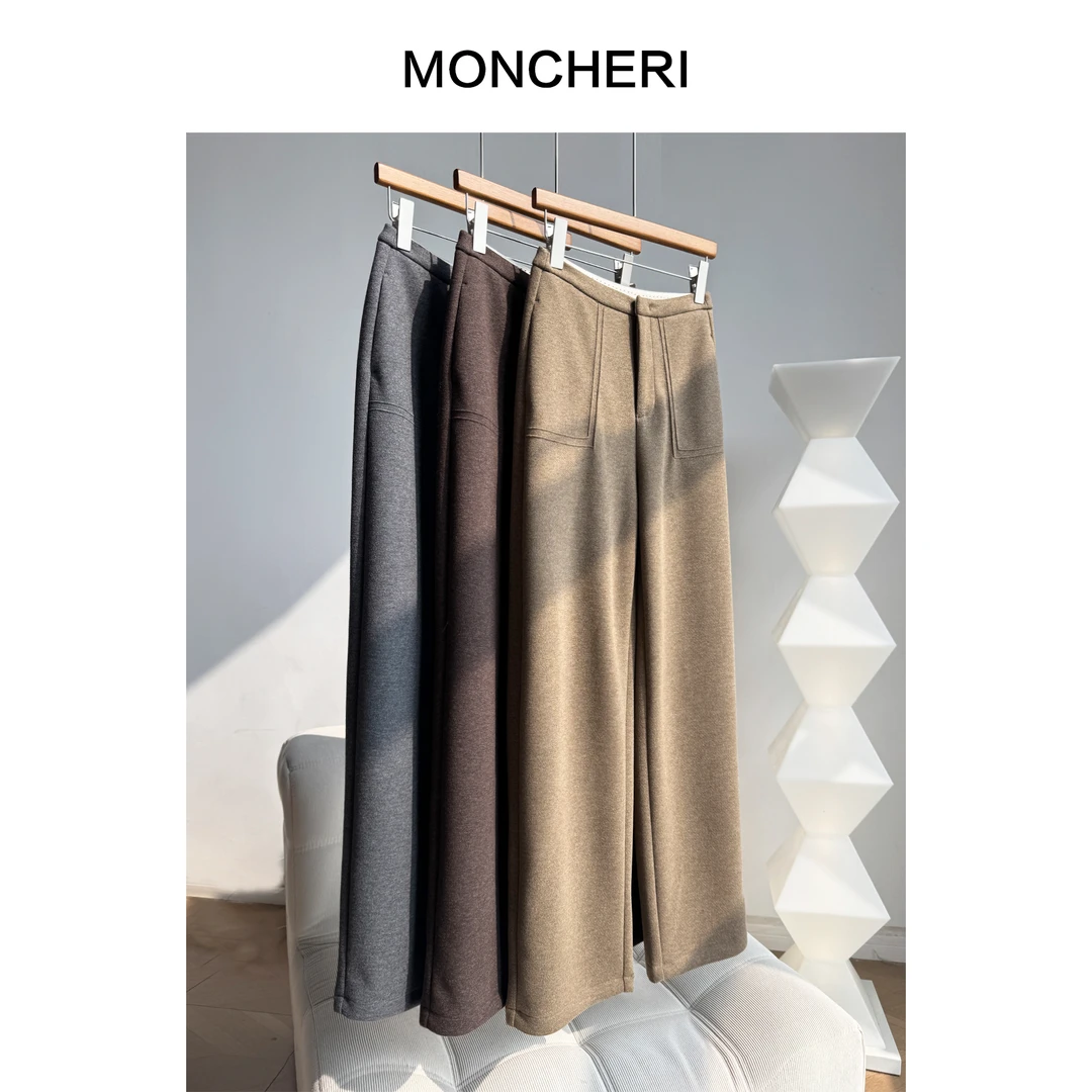 【胯没了系列】软糯垂坠显瘦毛呢显瘦窄版直筒裤95318