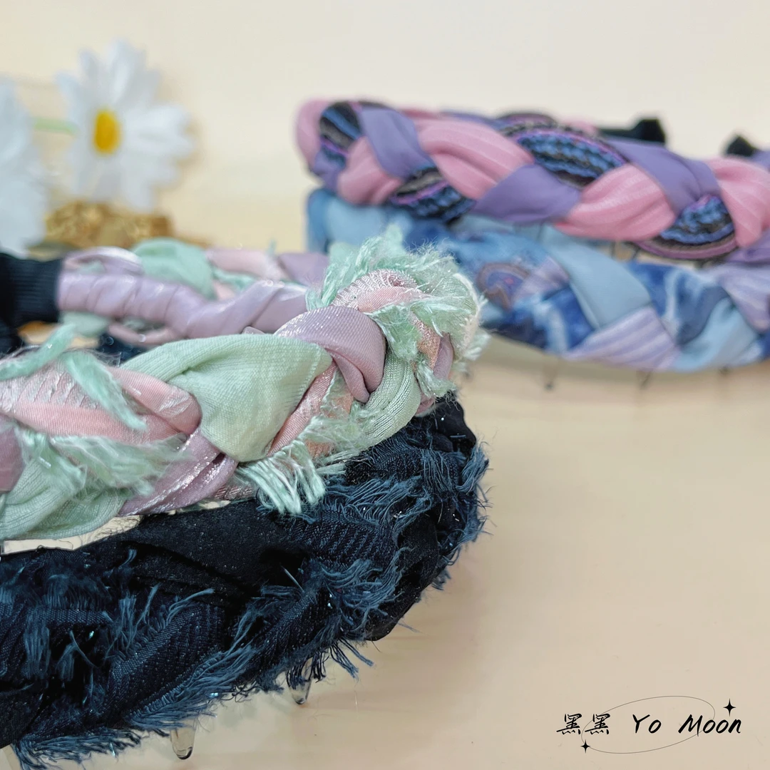 夏日新款混色三股编织波浪发箍高颅顶简约百搭气质温柔彩色头饰