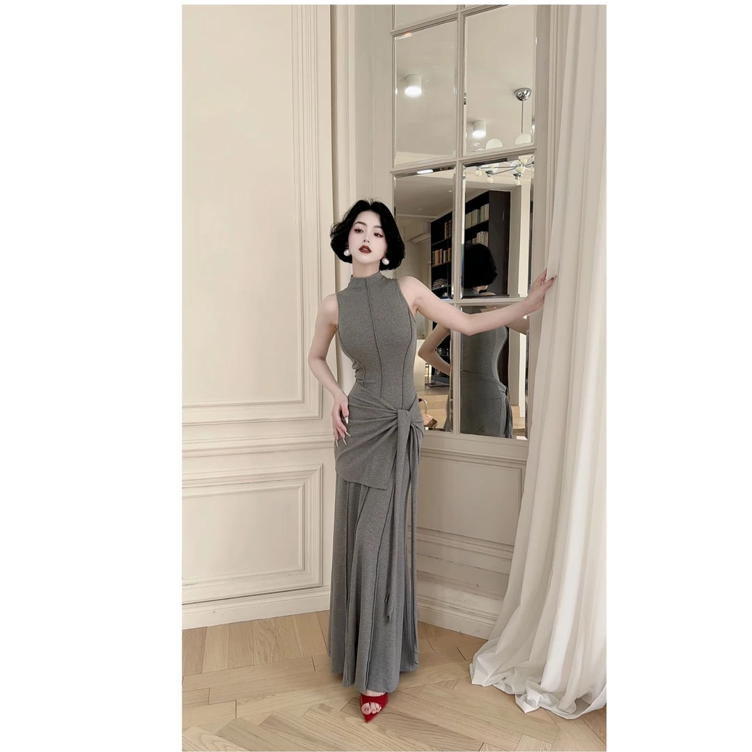 LYXJ【漫步格雷】针织连衣裙2025夏季新款收腰显瘦高弹约会连衣裙