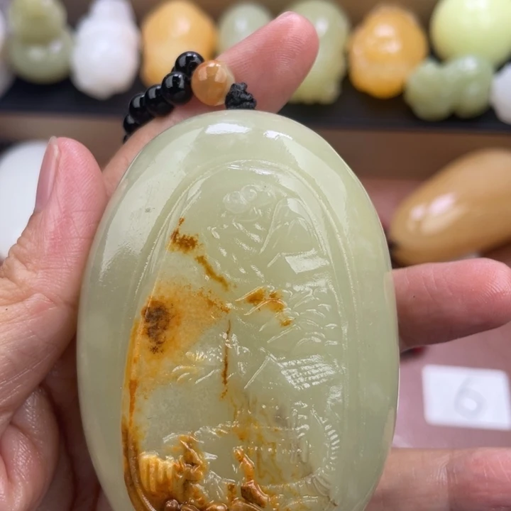 玫***开石材天然古青石手把件