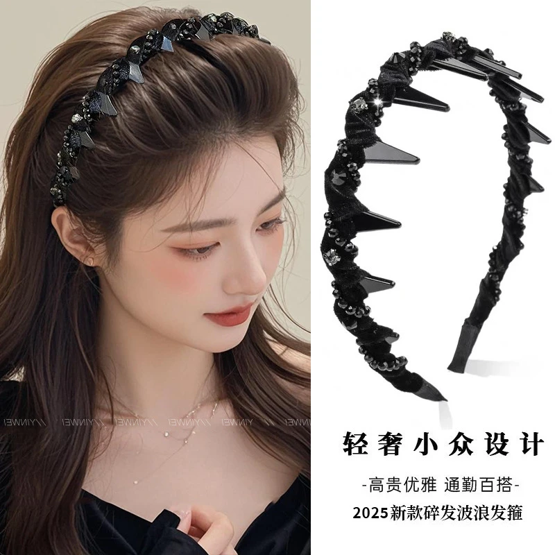 黑色高颅顶带齿发箍女2025新款头箍日常外戴发卡发捆洗脸压发头饰