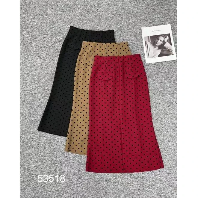 KIKI严选：53518-YER家欧货南油秋季时尚波点简约复古气质半身裙