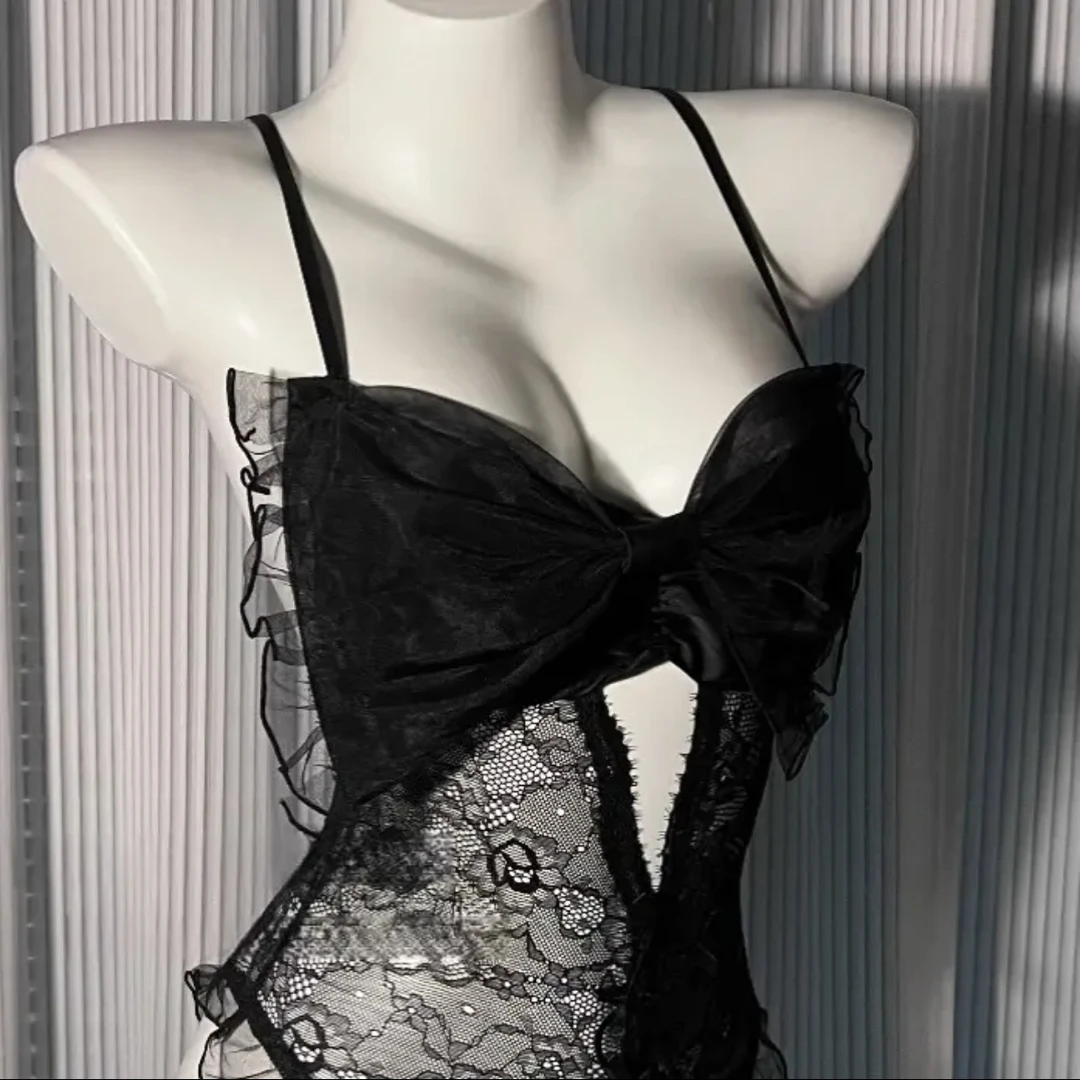 贝丽【纯欲蝶影】80-200斤大码纯欲风性感蕾丝花边吊带唯美吊带睡裙