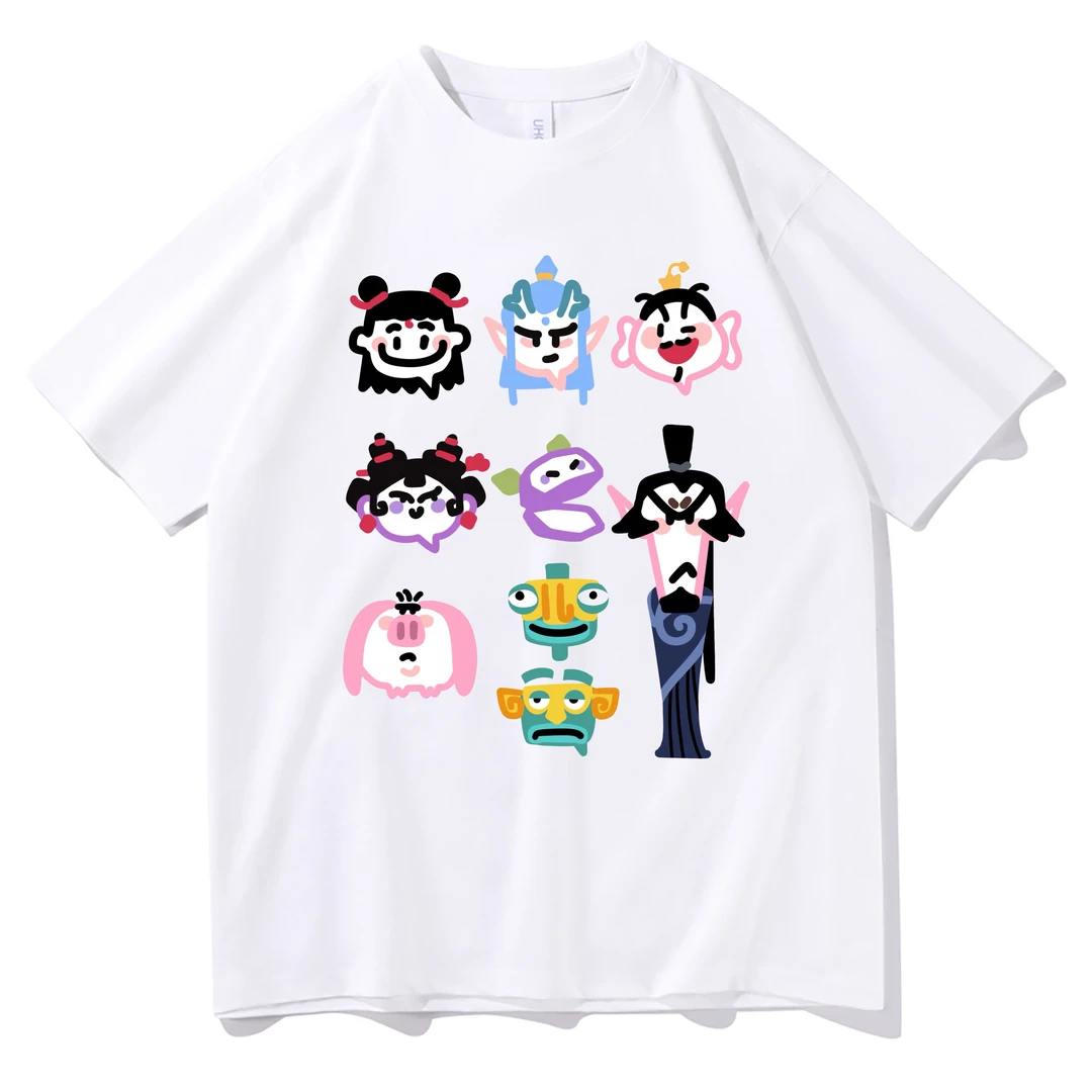 2025国风重磅纯棉T恤青年男女款夏季潮牌哪吒卡通短袖