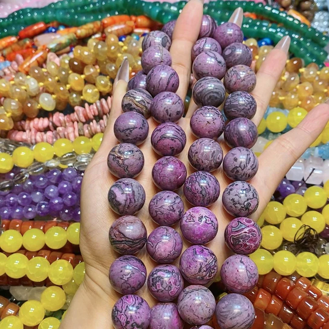 玛瑙/玉髓散珠天然石18mm一条玫红豹纹