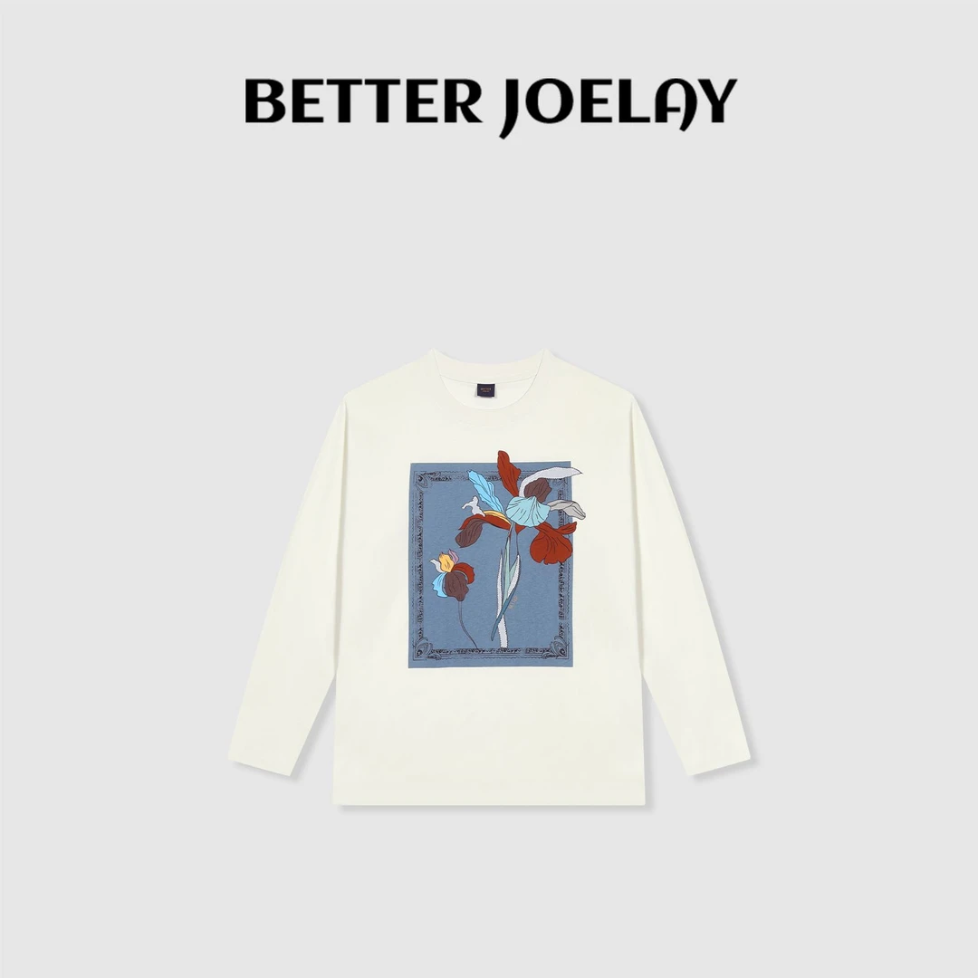 BETTER JOELAY-【淡雅花开】时尚百搭简约T恤长袖潮流休闲风KH3356