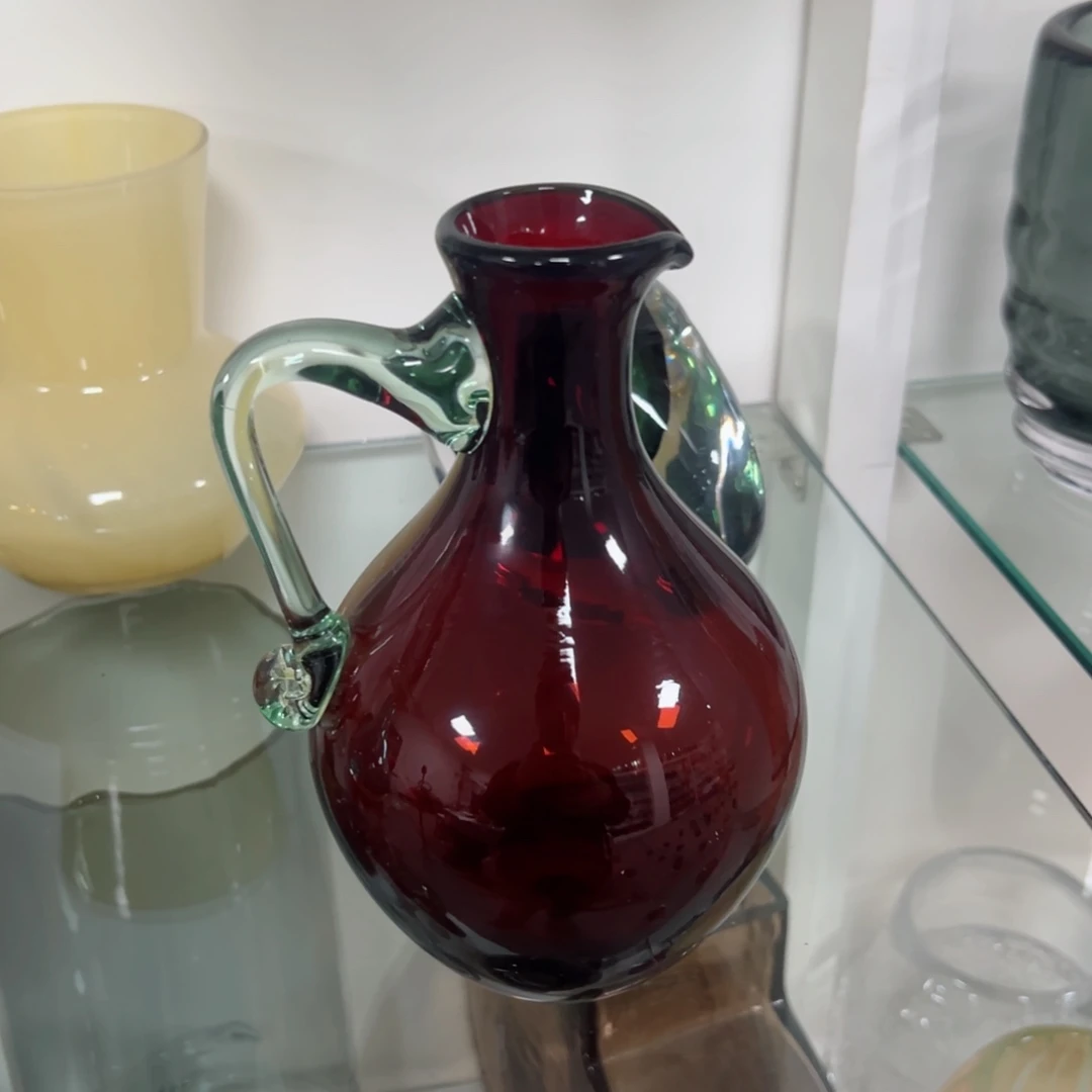 深酒红小口花瓶高度21微瑕