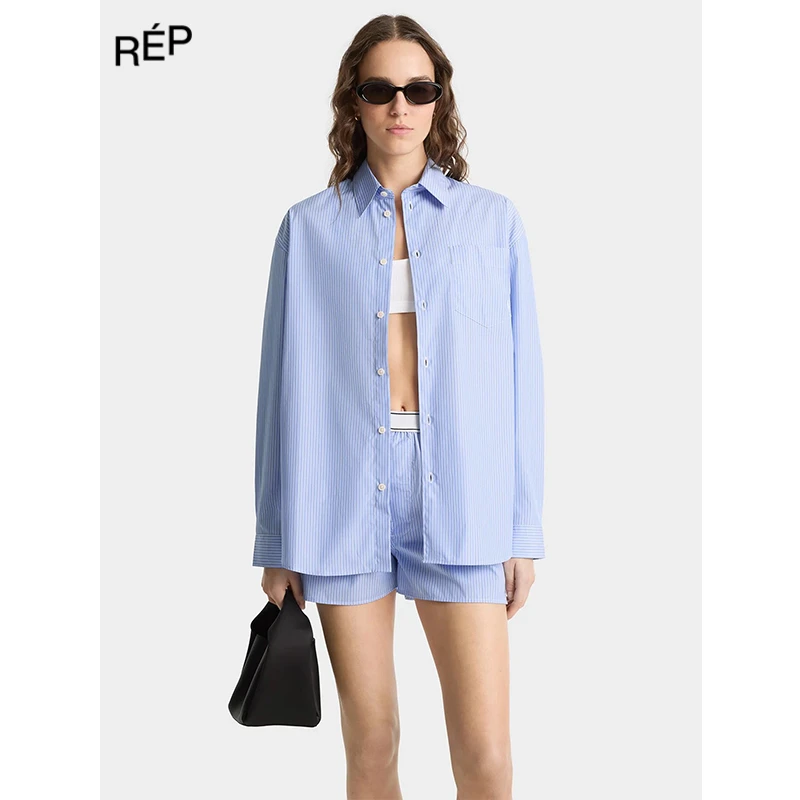 REP-SPORTY&RICH设计师品牌蓝色宽松衬衫 25SS女装买手店