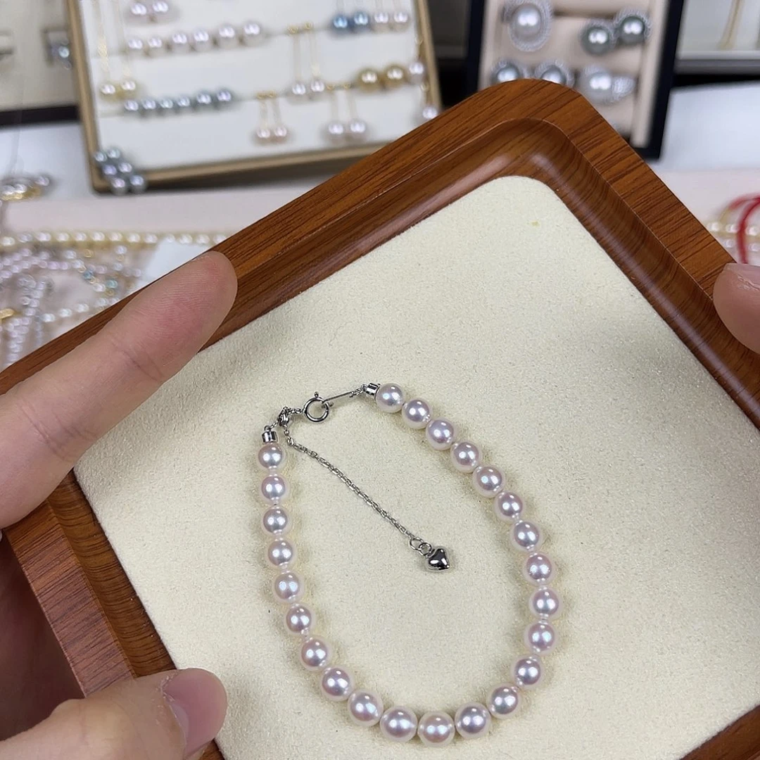 银S925镶嵌手绳海水珍珠