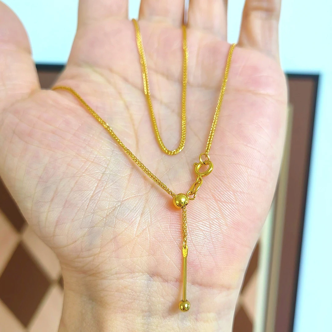 钛钢项链 防掉珠针式肖邦链抽拉可调节万能链项链精致百搭DIY素链