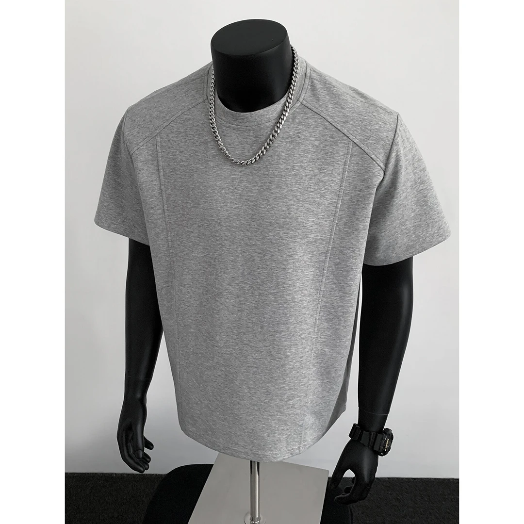 cleanfit美式重磅解构短袖男夏季boxy版型T恤空气层拼接短袖上衣