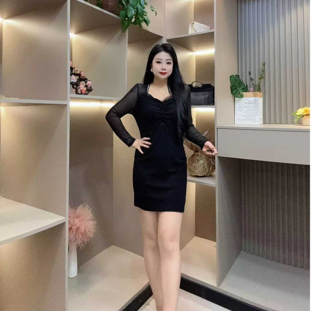 冬季连衣裙-冠 7027气质蕾丝边性感设计显瘦款胖MM大码女装新款