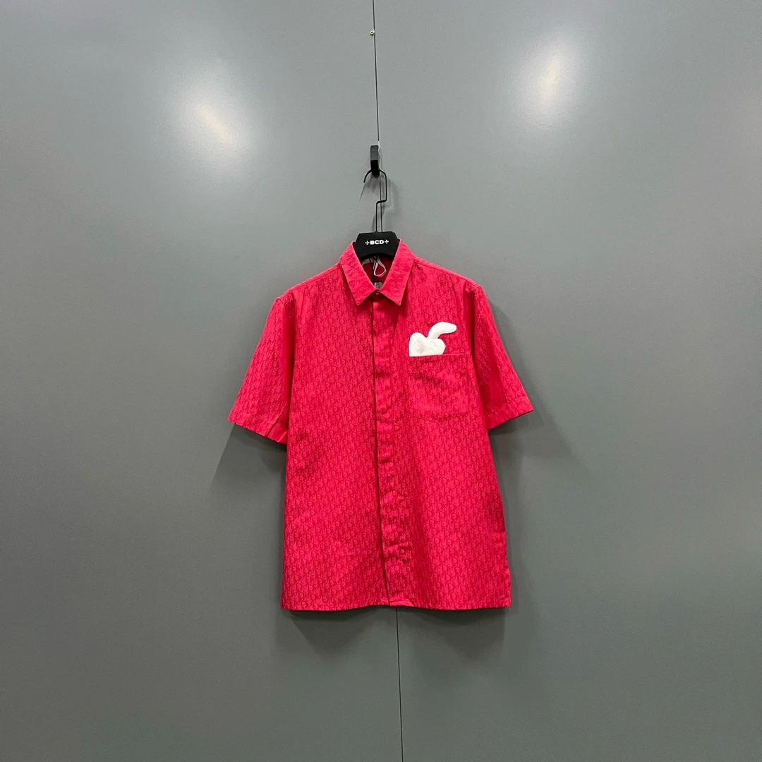 未使用 DIOR/迪奥 （ll) 兔子图案补丁短袖衬衫 37码/018718