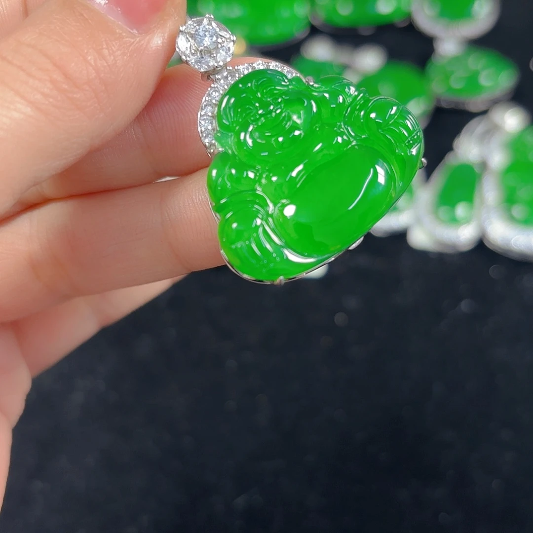 翡翠银S925镶嵌吊坠(不含链)