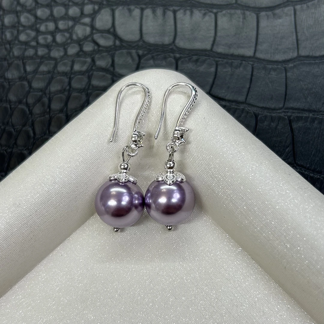 12M紫贝珠经典轻奢耳饰耳环