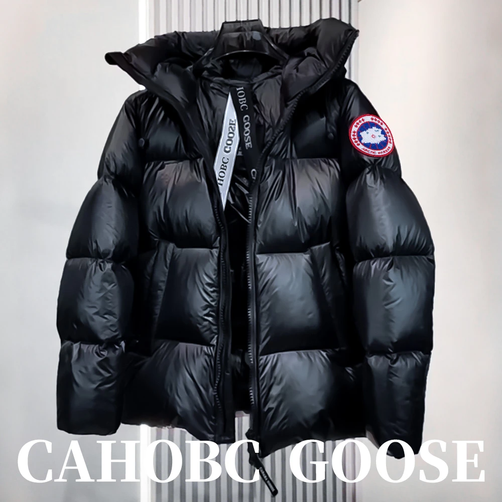CAHOBC GOOSE亮面泡芙面包羽绒服男2025年冬季情侣款保暖连帽外套
