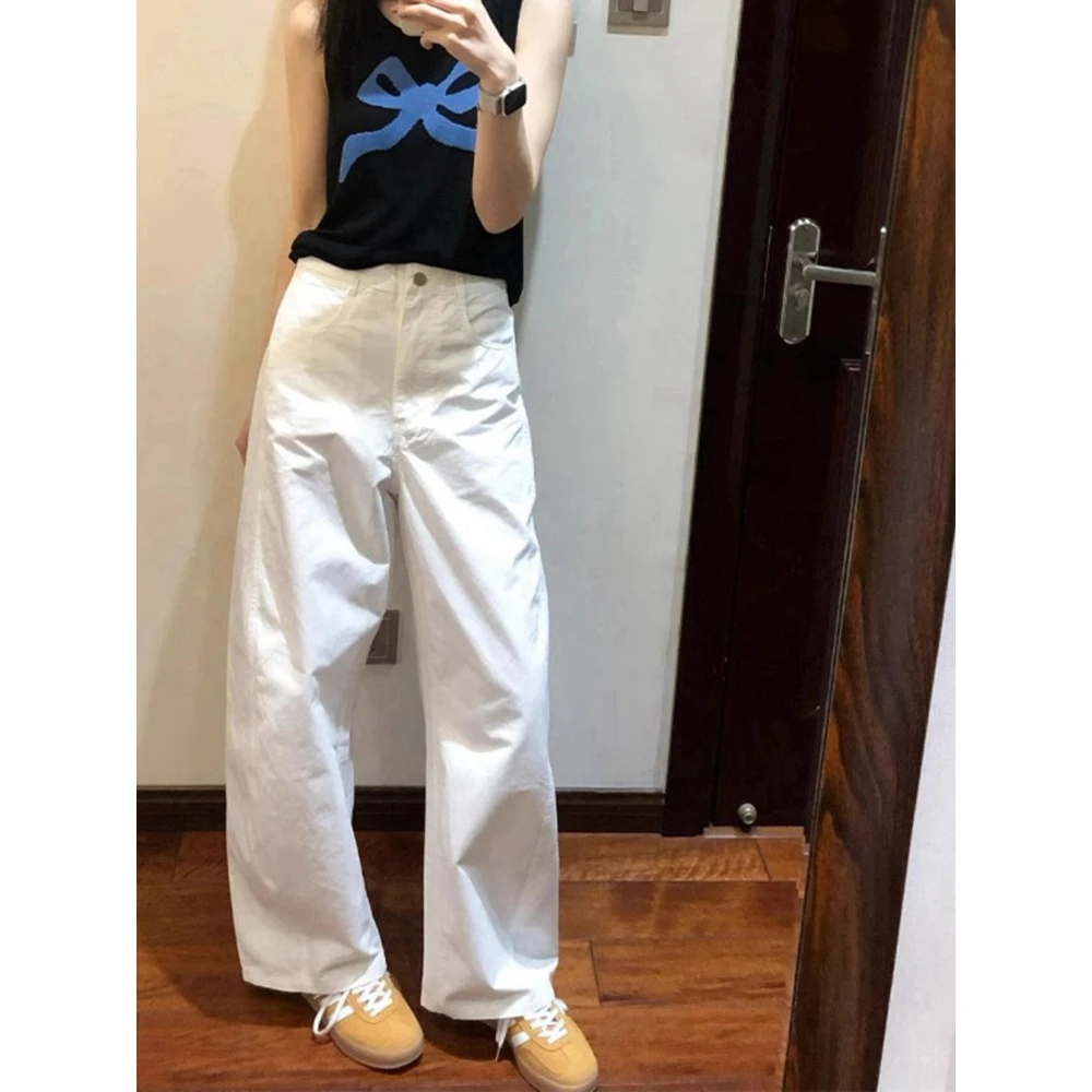真心舒服！白色阔腿裤女高腰显瘦宽松垂感慵懒休闲直筒山本镰刀裤