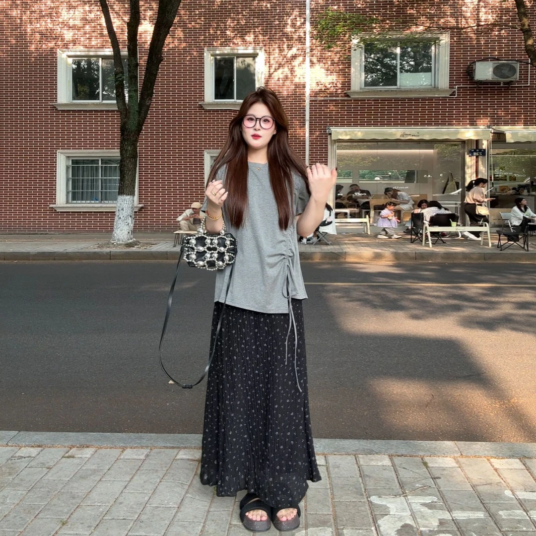 南岛风大码女装绑带百搭短袖上衣夏季胖mm宽松显瘦遮肉T恤ZYY1719