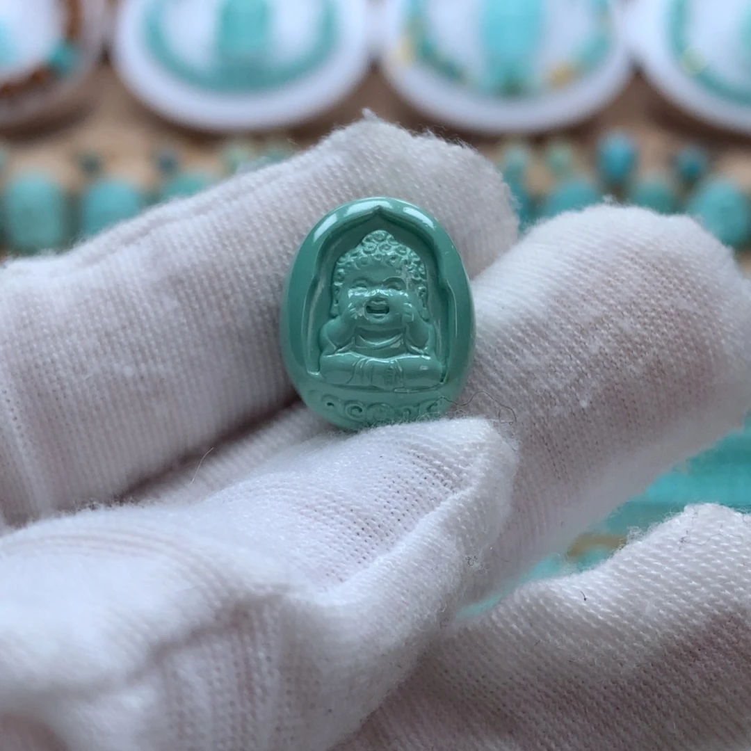 绿松石未镶嵌原矿绿松石宝宝佛牌子
