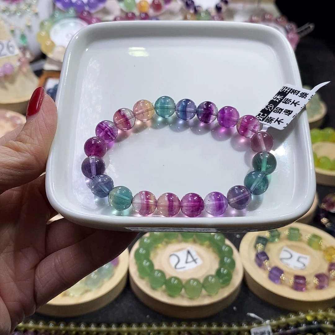 萤石手链未镶嵌9加彩虹西瓜