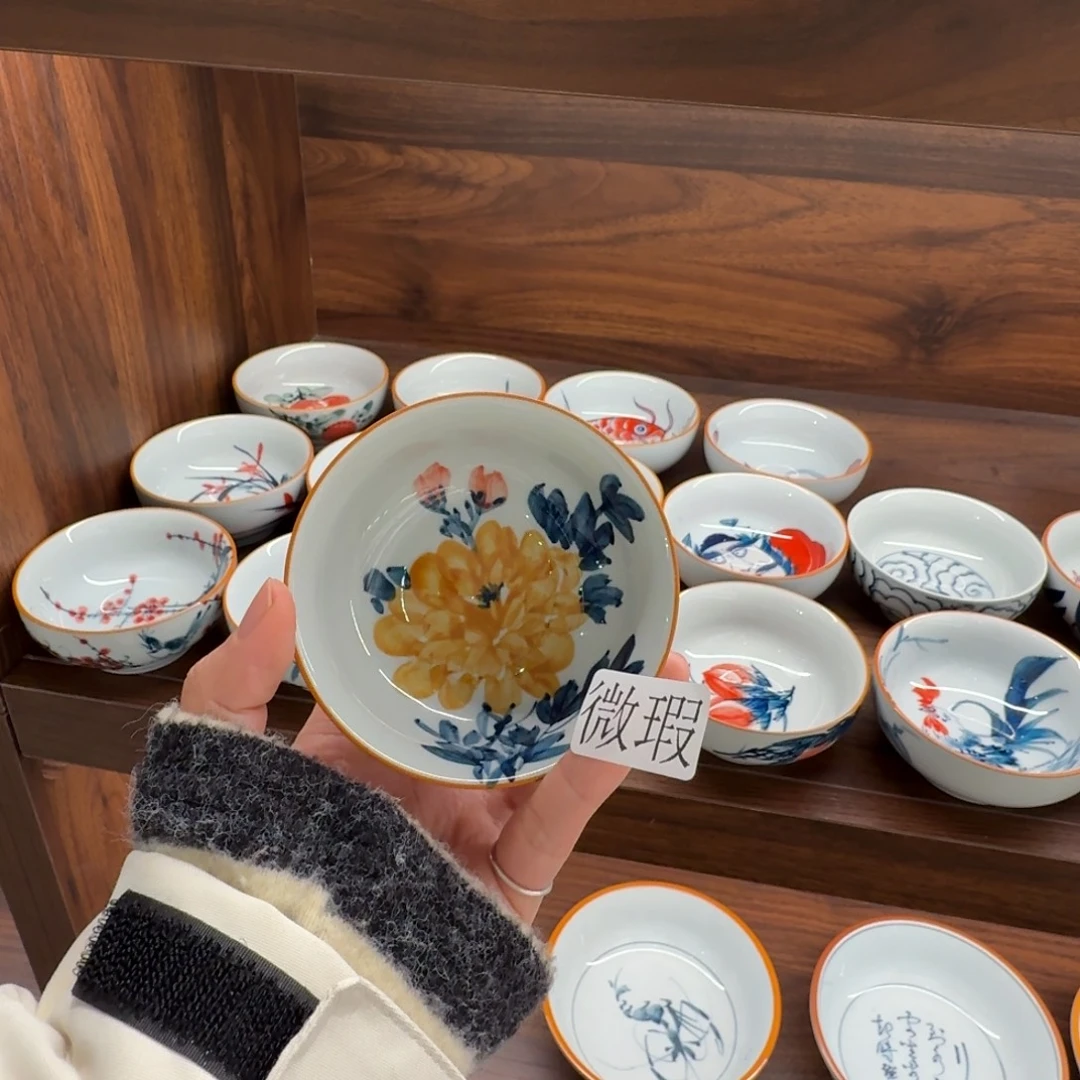 釉下手绘茶具微瑕