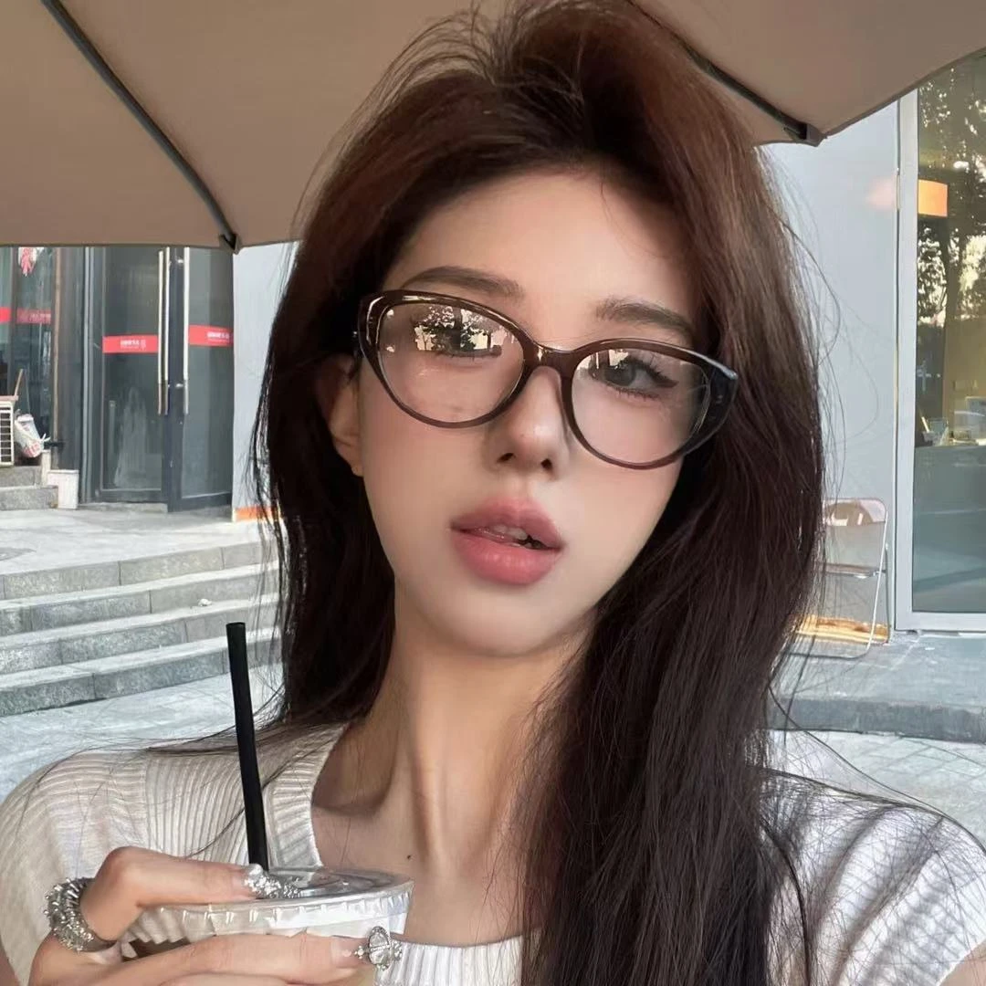 复古黑框猫眼素颜眼睛框方圆脸显瘦超轻网红女防蓝光显脸小