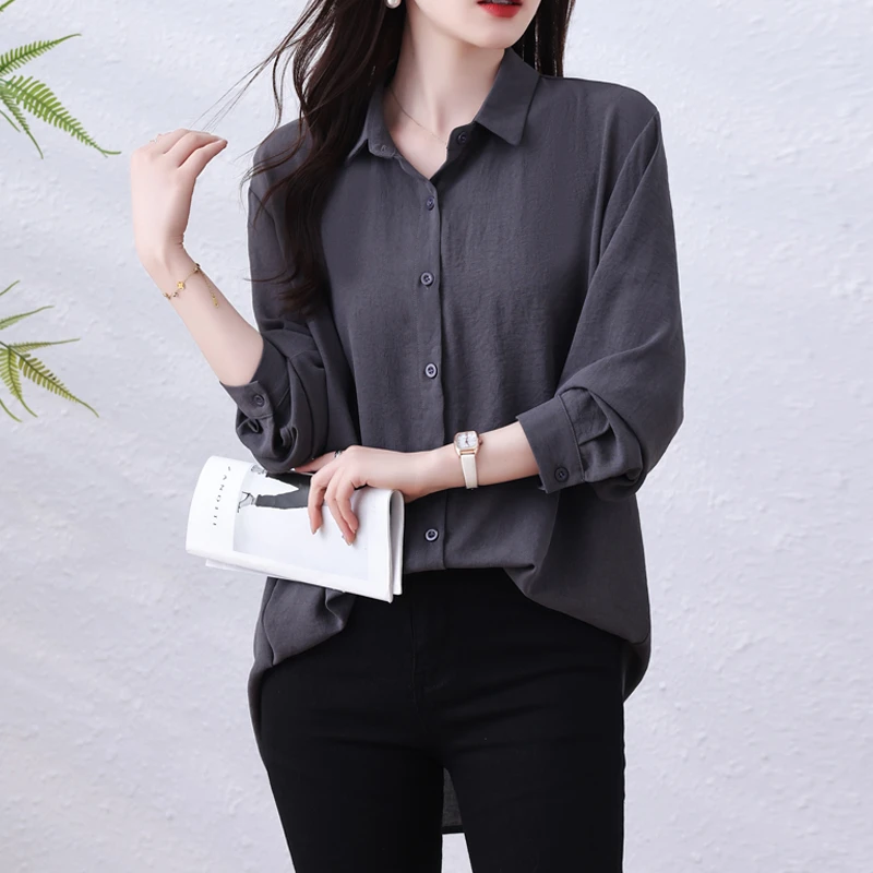 2025春夏季新款大码女装衬衫韩版宽松遮肉显瘦衬衣百搭设计感上衣