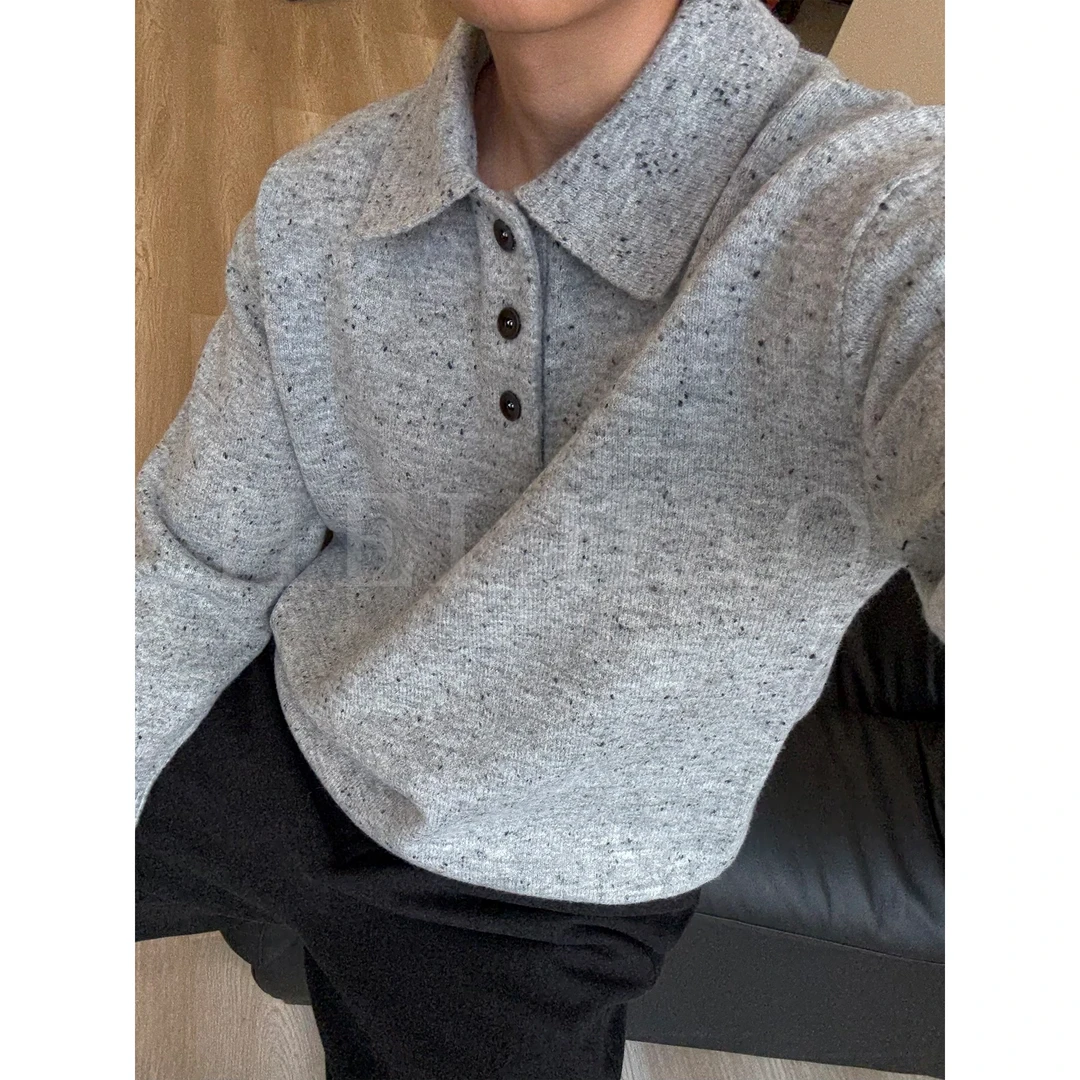 Hei Hao】幻彩纱翻领小众针织长袖秋季显瘦男士POLO针织衫毛衣