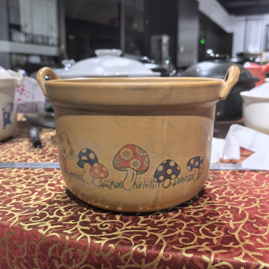 景德镇珍宝2.25升砂锅1913黄蘑菇
