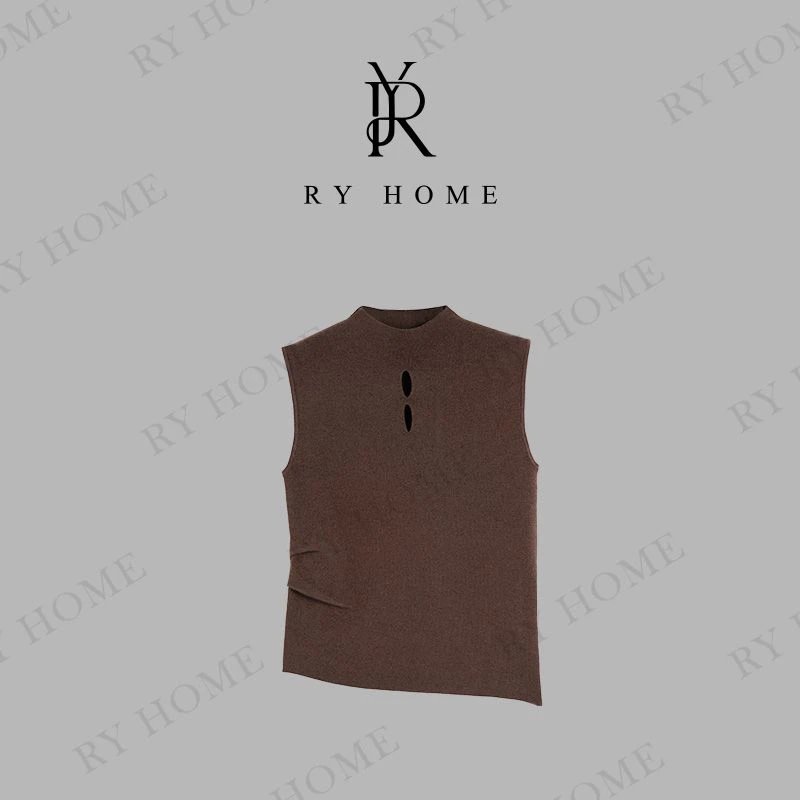 【容雨RYHOME】新中式不对称羊毛混纺背心上衣253M2988