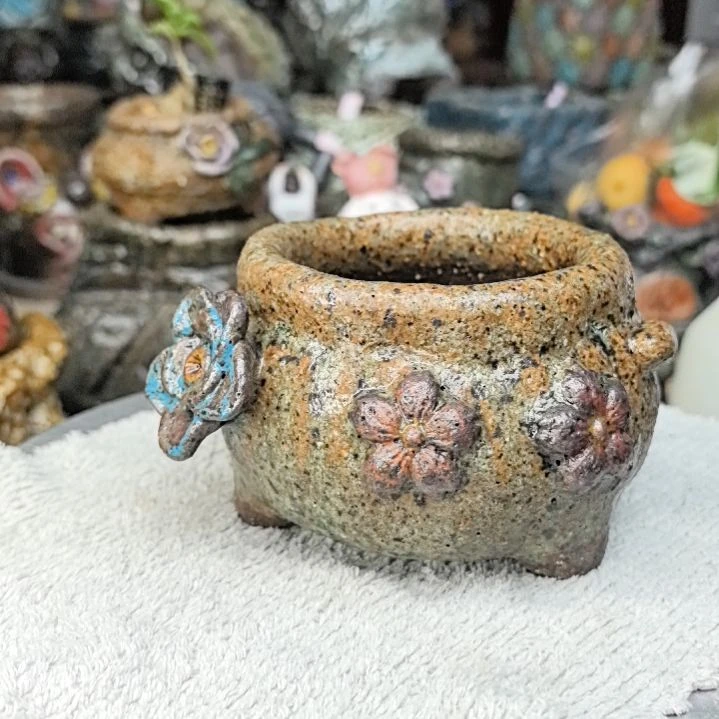 红陶粗沙陶手工花盆