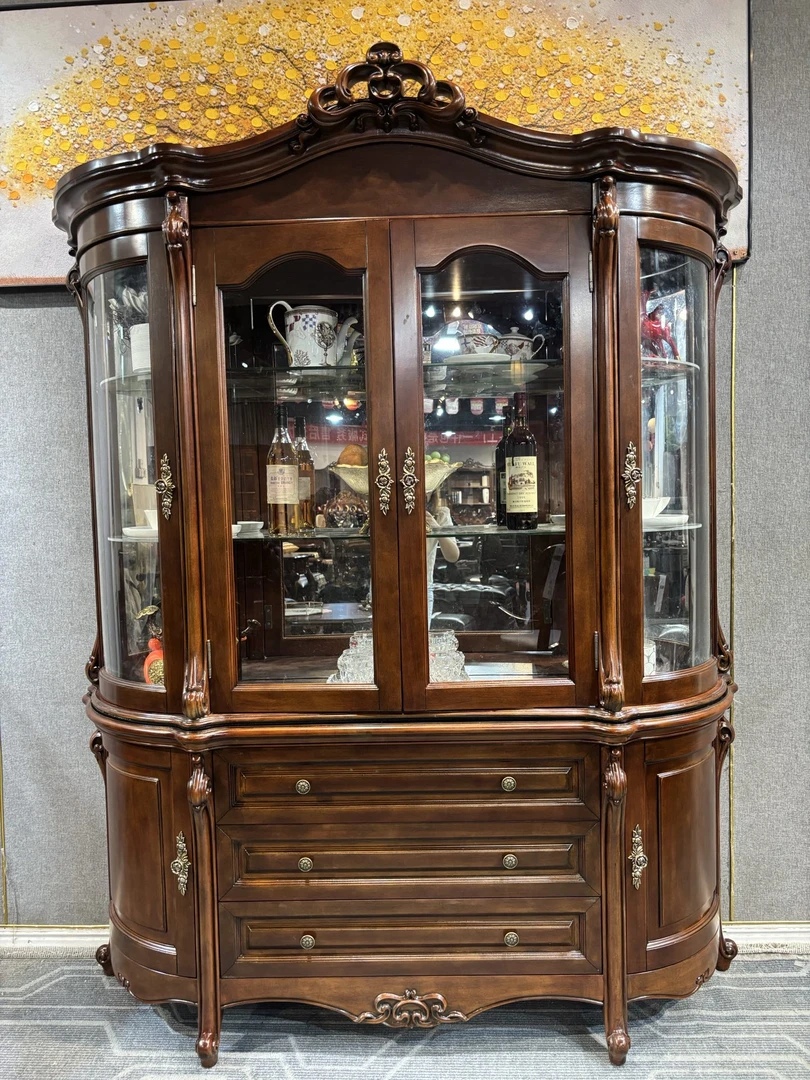 101碗碟柜1730*460*2160 四门酒柜美式雕花餐边柜酒柜11