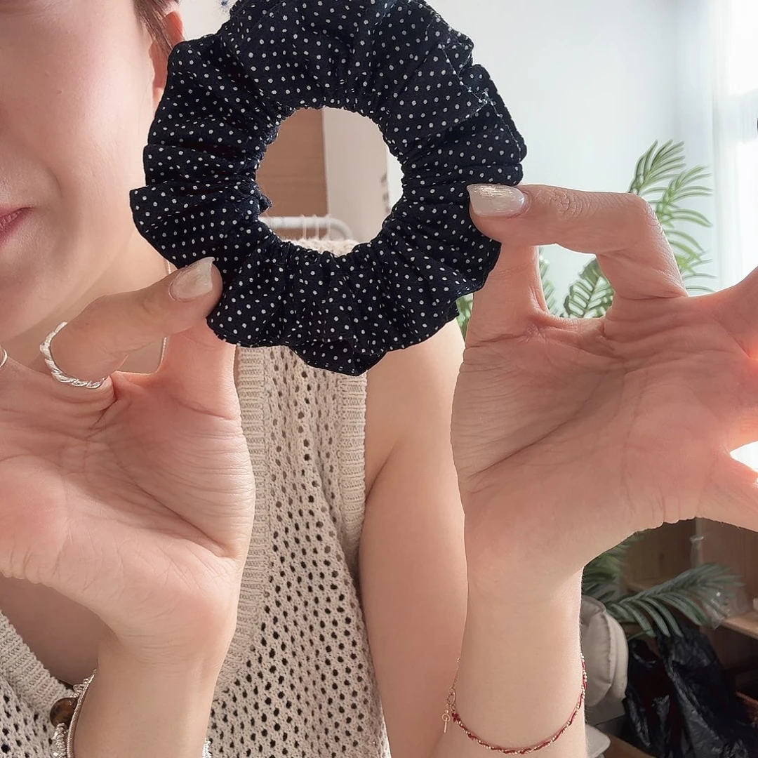 小圈藏蓝色波点发圈