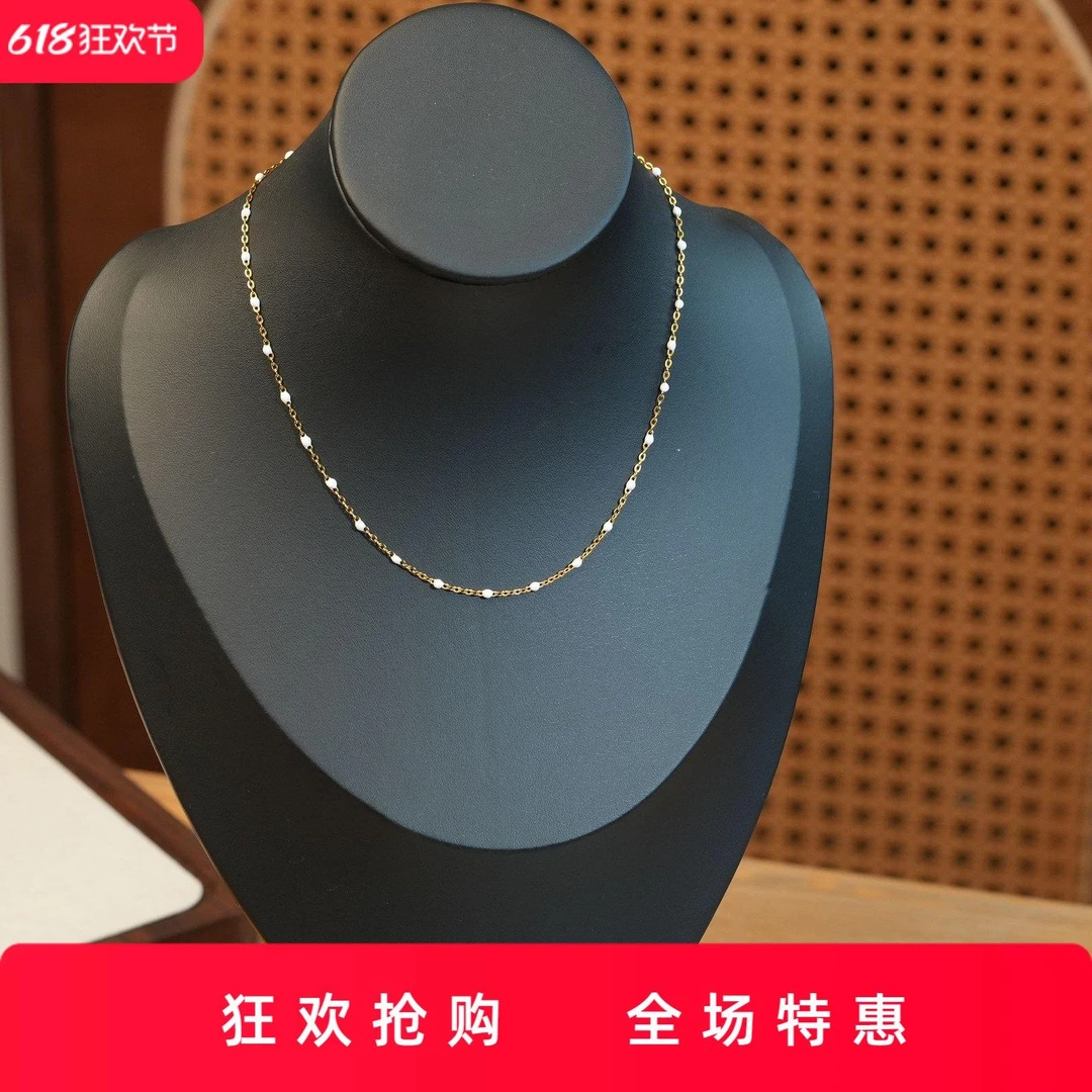 铁合金大理石项链 张十六【白釉项链】钛钢滴油手工气质精致百搭