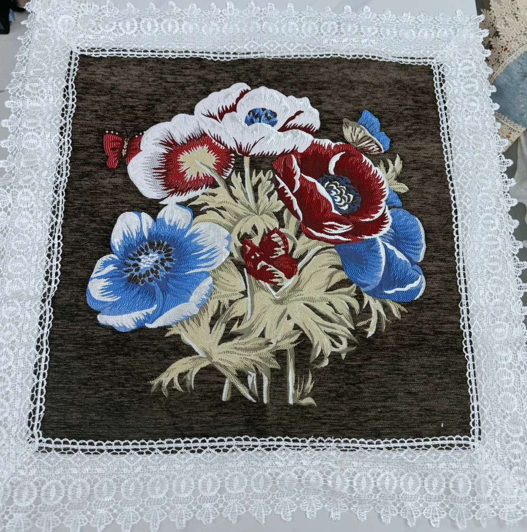 内径50*50（含花边60*60）雪尼尔雕花万能盖巾斗柜床头柜