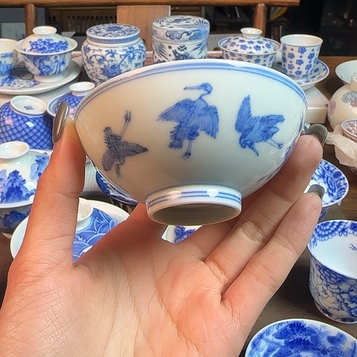 柴窑名窑口 八鹤同春主人杯放漏